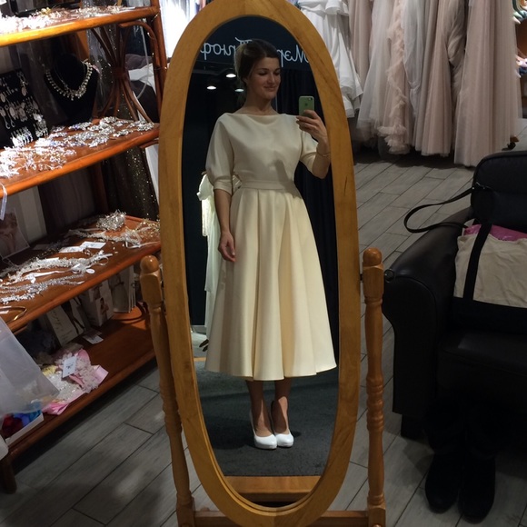 NWT Atlas short Cappuccino/ powder Wedding Dress - Picture 4 of 5